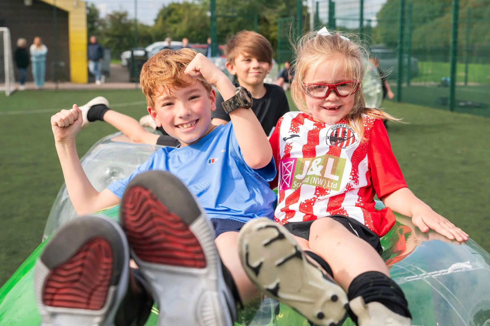 Kids party bubble football celebration