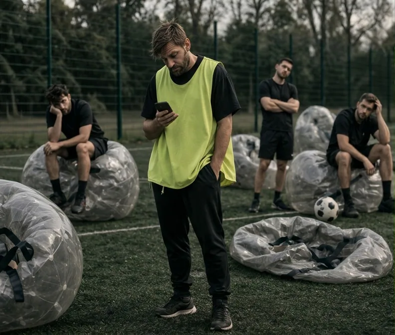 Typical bubble football provider on phone